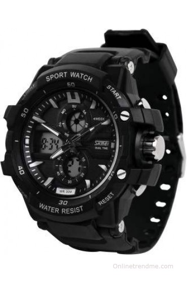 Skmei 0990BLK Rugged Analog-Digital Watch - For Men, Boys